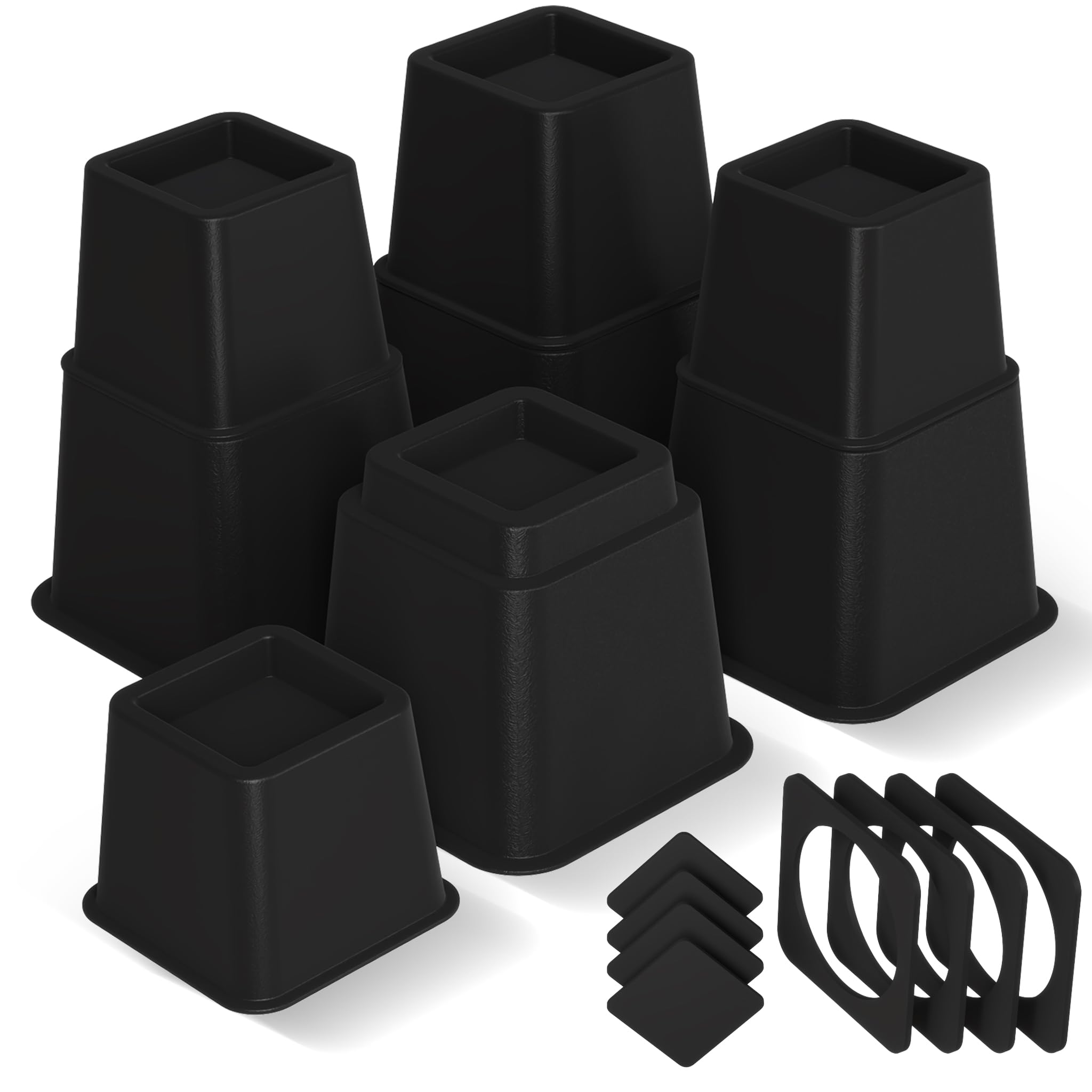 Utopia Bedding 8 Piece Premium Adjustable Furniture Risers (4 High and 4 Short) - Heavy Duty Riser with Strong Space Saving for Beds, Tables, Chairs or Sofas (3, 5 or 8 Inch) - Black