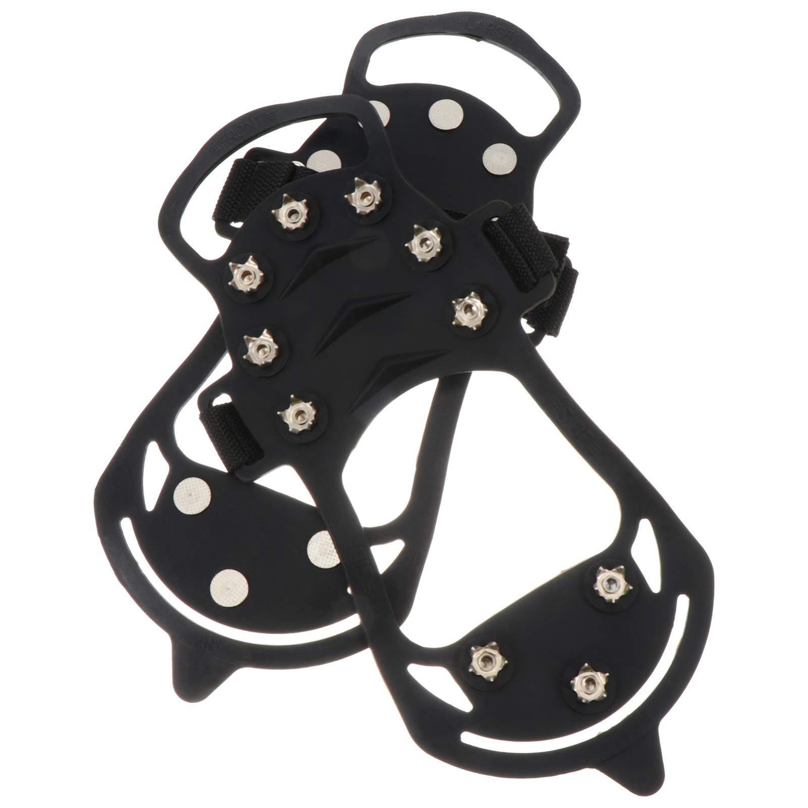 JEWEDECO 10-Stud Anti-Slip Shoe Covers Crampons for Ice Snow Winter Ice Grippers for Hiking