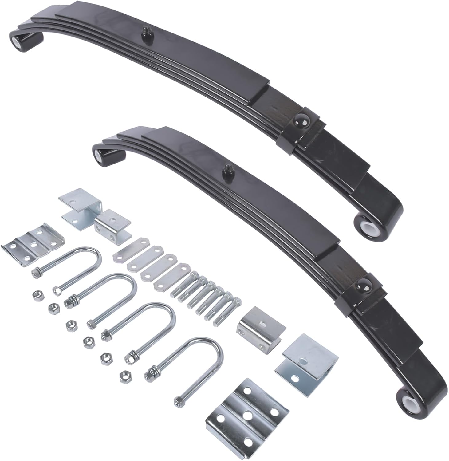 3500lb Single Trailer Axle Suspension Kit 1750lb Leaf Springs & Hanger Kit Replacement for 2" Round Axle