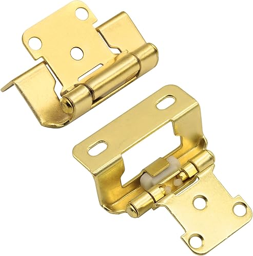 Miniatura 4 de Bisagras de gabinete de latón dorado con superposición de 12", (25 pares - 50 unidades) bisagras de gabinete de cocina semi envolventesenvolventes