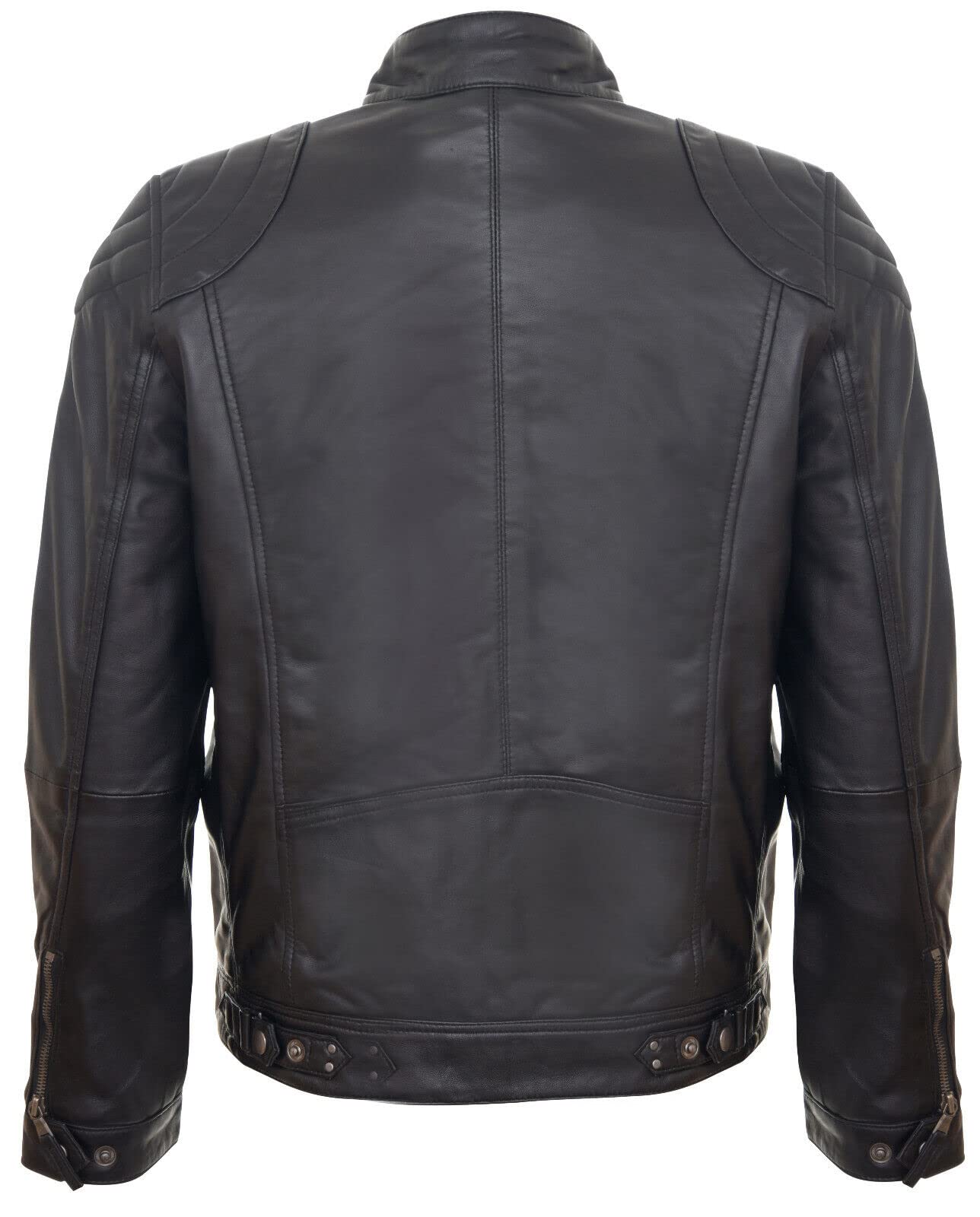 Chaqueta para Hombre 100% Cuero Genuino con Cremallera Estilo Motociclista