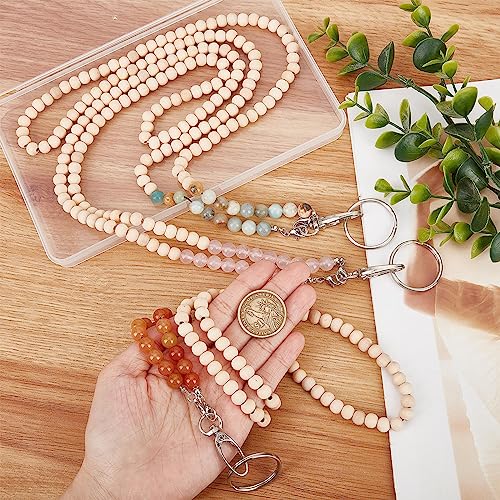 SUNNYCLUE 3 Styles Beaded Lanyards - Wooden Bead Necklace Chains for Women - ID Badge Holder & Breakaway Keychains - Image 3