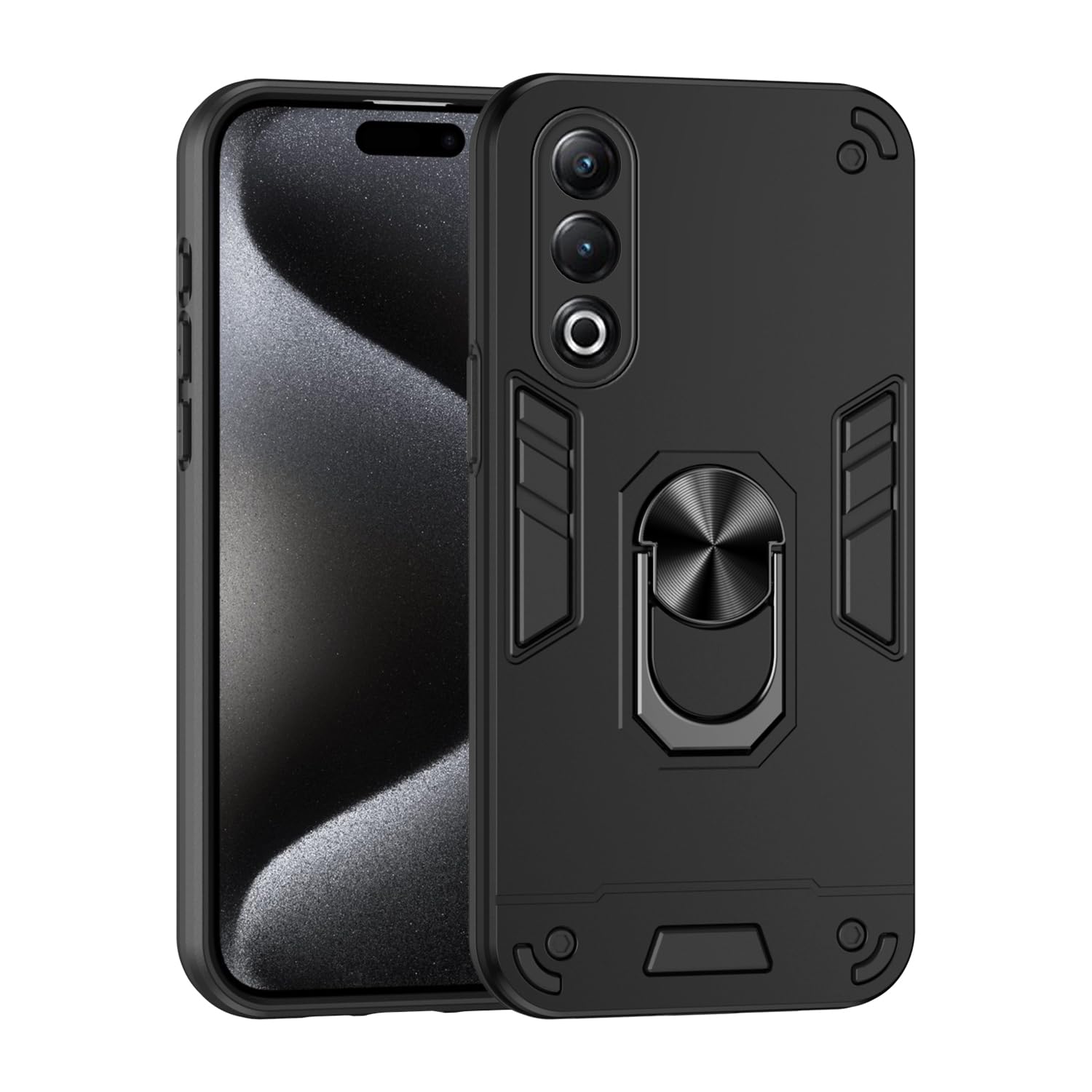 Compatible with Itel S25 Case,Compatible with Itel S25 Built-in Bracket Car Magnetic Shockproof and Anti-Drop Phone Case Cover Black
