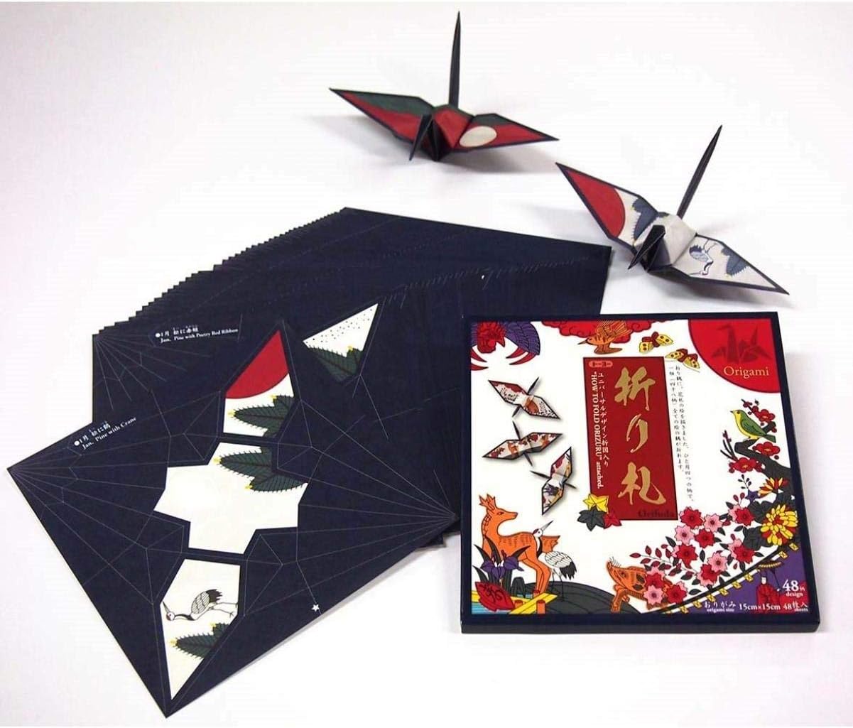 Toyo Origami for Crane, Orifuda 15cm x 15cm 48 Patterns 1 Sheet Each (006201)
