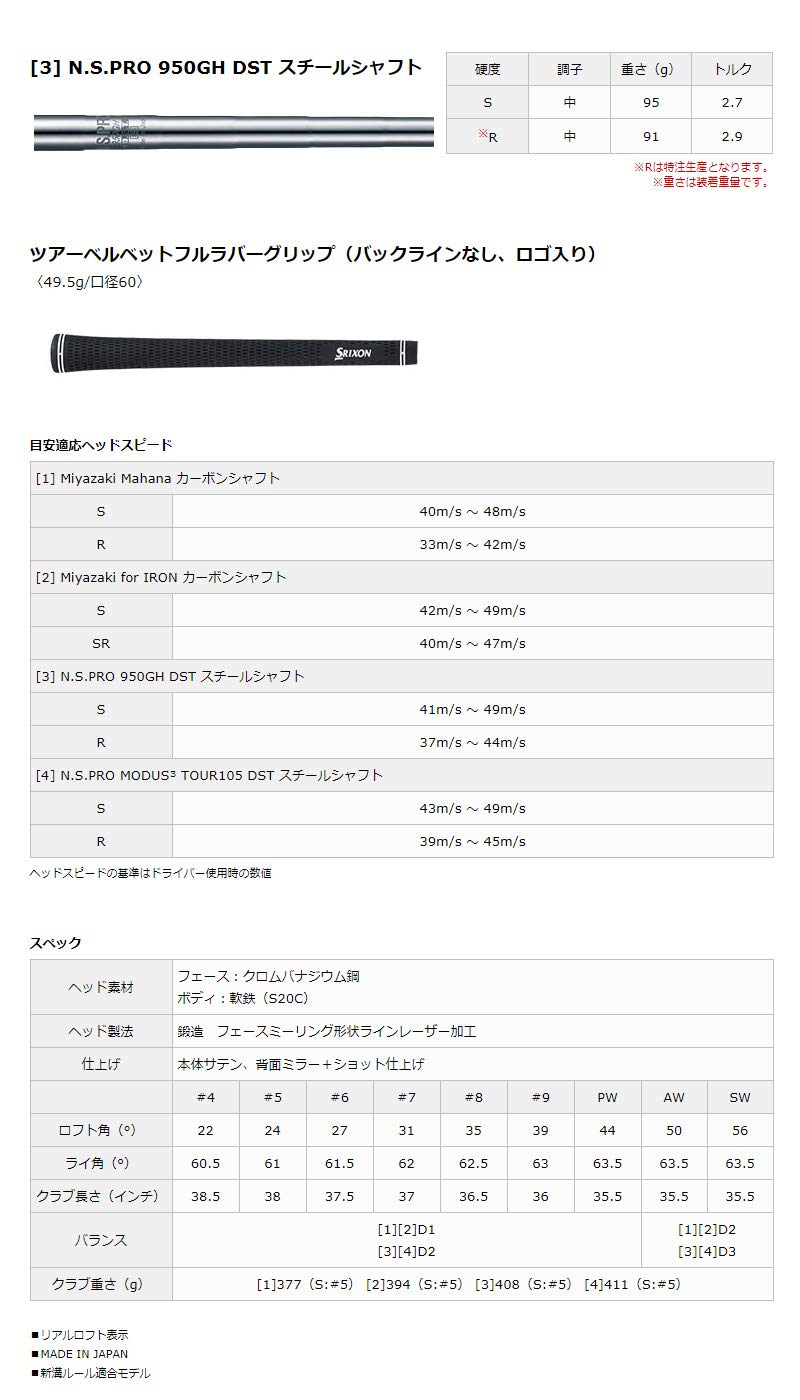 Amazon.co.jp: DUNLOP(ダンロップ) SRIXON Z585 アイアン 単品 N.S.PRO 