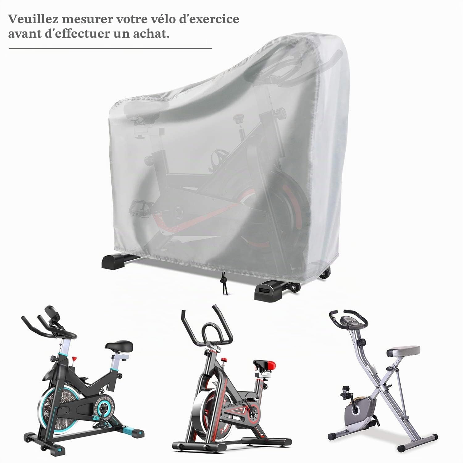 Housse de vélo d'exercice, 210D étanche pour vélo Stationnaire, Housse de Protection Anti-poussière pour vélo d'extérieur adaptée aux vélos verticaux…