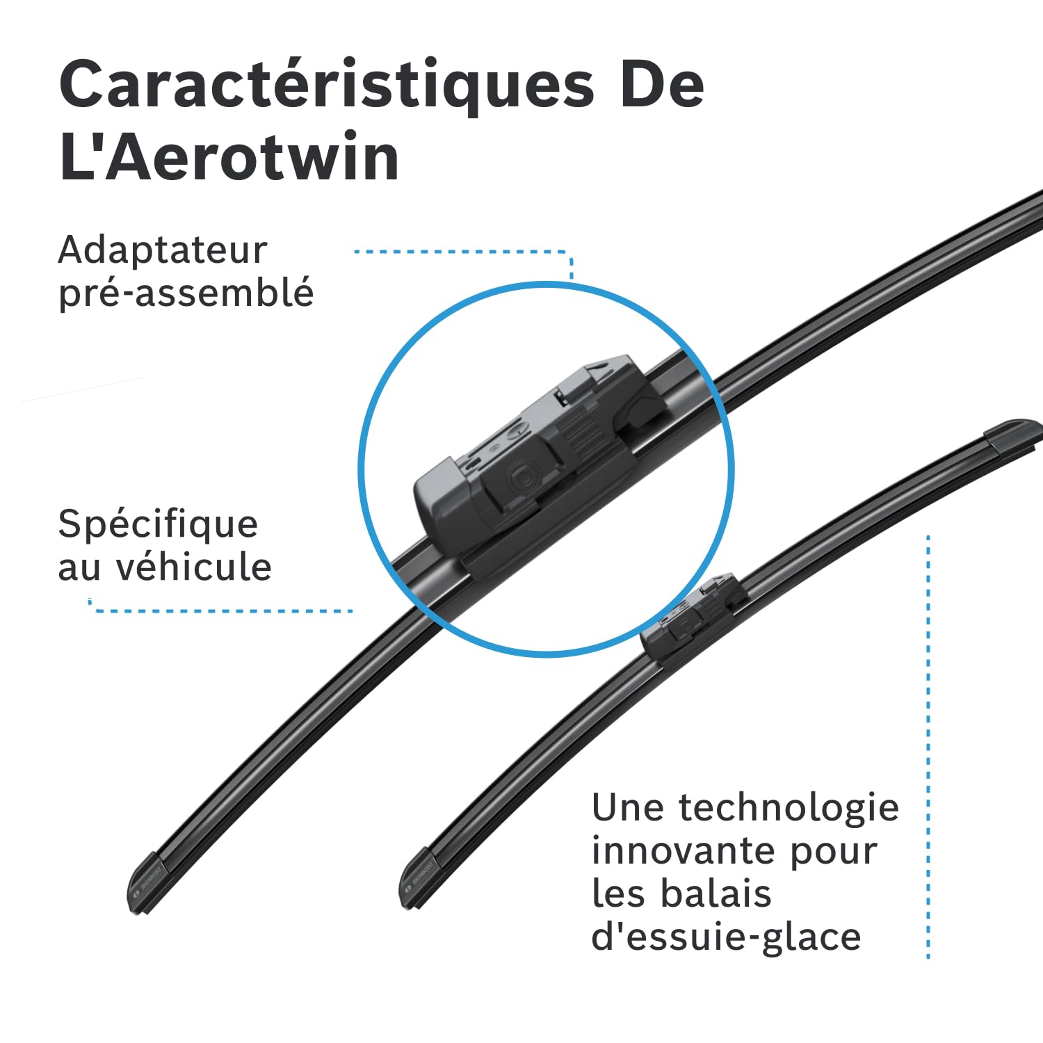 BOSCH Balai d'essuie-glace Aerotwin A543S avant 3397014543 | Compatible avec: BMW 2 Active Tourer, 8 Coupe, CITROËN BERLINGO, BERLINGO Kasten/Großraumlimousine