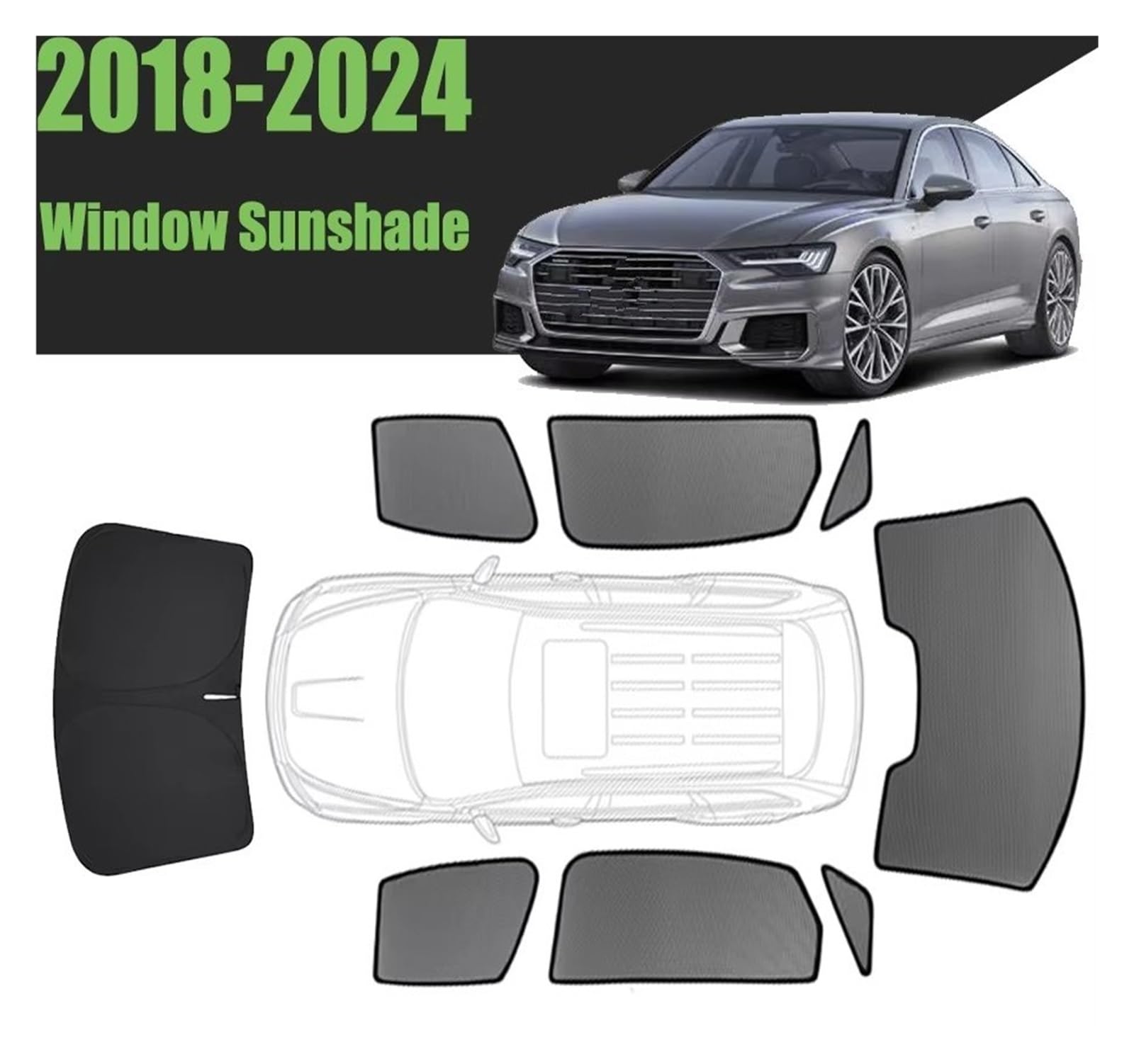 Kfz Outdoor Abdeckplane Für A6 Limousine C8 2018 2019 2020 2021-2024 Auto Fenster Sonnenschutz Magnetische Vorhang Mesh Frontscheibe Rahmen Vorhang Autoscheiben Sonnenschutz(2PC Side Triangle)