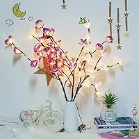 Vista 16 de Fantasee Purple Orchid Twig Lights, 20 LED Artificial Phalaenopsis Branch Lights Battery Powered Flexible Branch Decor Lights for Home Shop Window