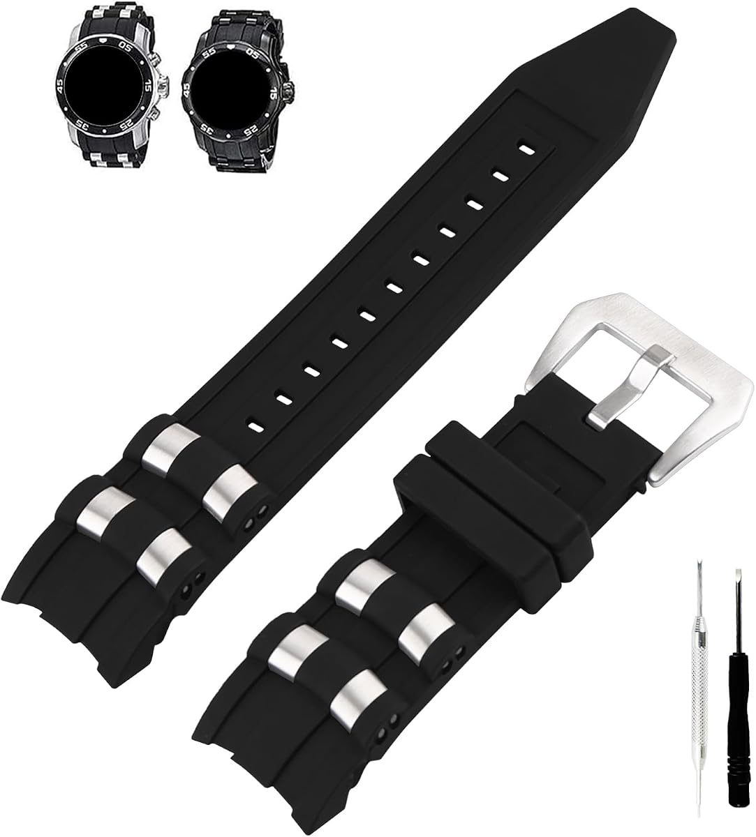 Correas de reloj de goma de 26 mm compatibles con Invicta Pro Diver 6977 6981 6983 6985 6995 21930 90082 Correa de silicona para hombres y mujeres Pulsera impermeable Accesorios de reloj con inserto de acero inoxidable