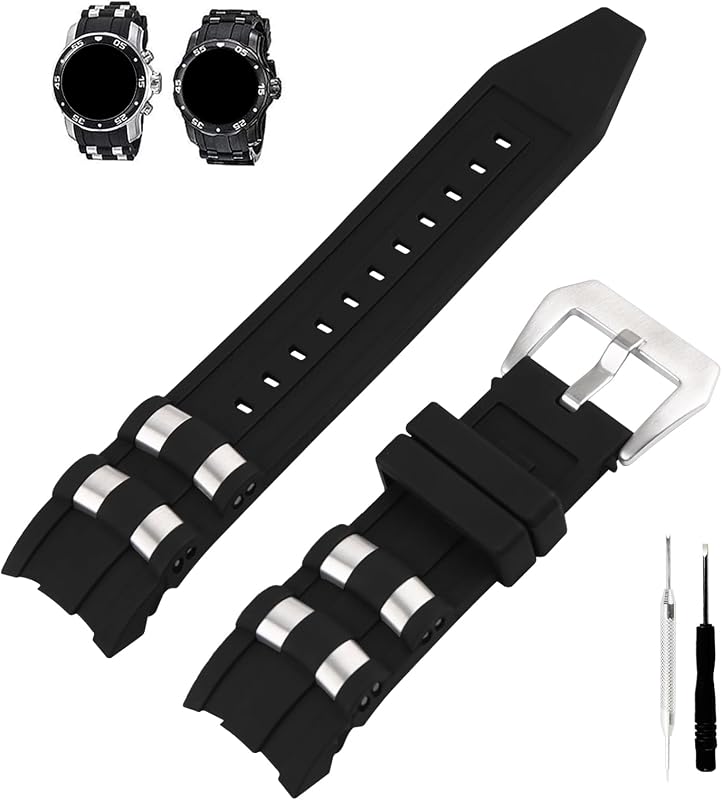 Rubber 26MM Watch Bands Compatible Fit for Invicta Pro Diver 6977 6981 6983 6985 6995 21930 90082 Silicone Strap Wirstband for Men and Women Waterproof Bracelet Watch accessories with Stainless Steel Insert