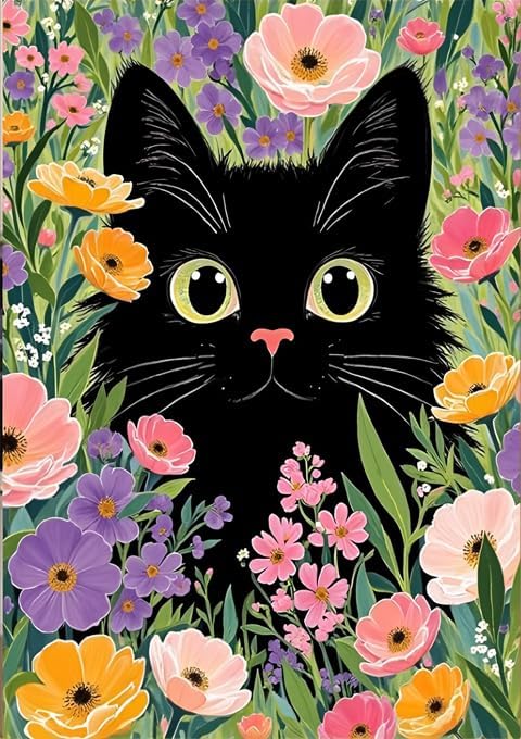 AmzKoi Diamond Painting Kit Completo Para Niños, DIY 5D Pintura Diamante Con Marco De Madera Gato, Cuadros Diamantes Niños Niñas Adultos, Punto De Cruz Diamante Artesanía Para Decoración Del Hogar
