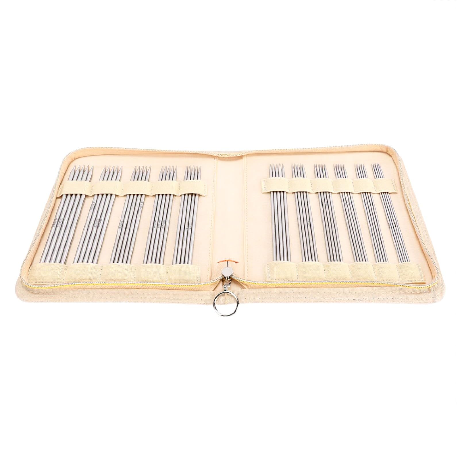 GOWENIC Edelstahl-Doppelspitz-Stricknadel-Set, 55-teilig, 2,0 Mm Bis 5,0 Mm, Metall-Stricknadeln mit Aufbewahrungstasche für Socken, Hüte, Glatt Poliert, Rostfrei