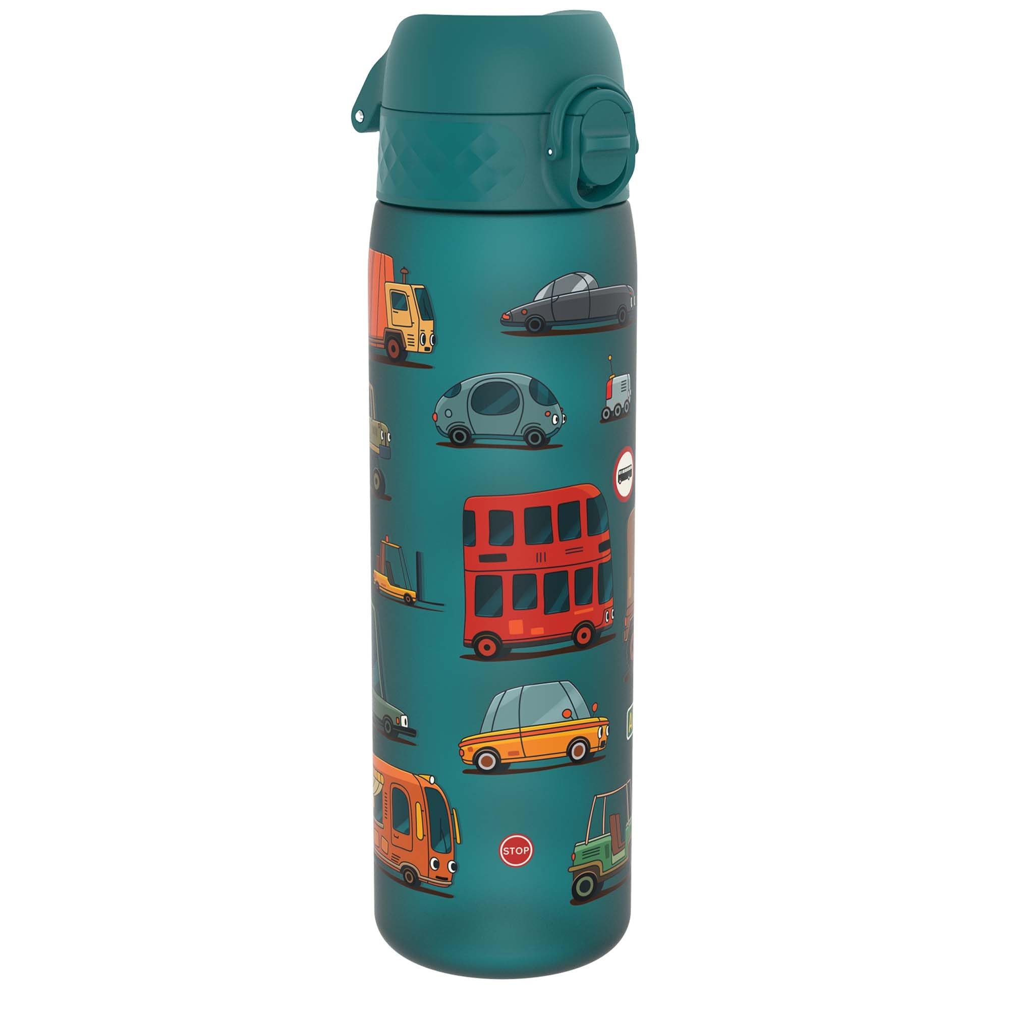 ion8 Trinkflasche, 500 ml, Auslaufsicher, Einhandffnung, Sichere Verriegelung, Splmaschinenfest, BPA-frei, Tragegriff, Klappdeckel, Leicht zu Reinigen, Klimaneutral, Automobil-Design