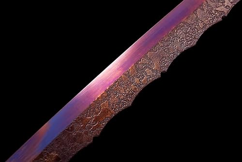 Miniatura 4 de Yongli Sword Full Tang - Hoja de acero de alto manganeso púrpura Katana japonesa Samurai espada de cuero