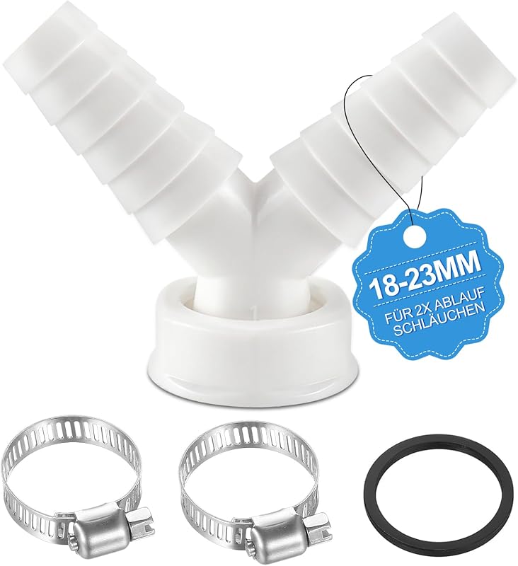 BHHTBB Mosogatógép Mosógép Lefolyó Adapter Y Elosztó 1 Hüvelyk 40mm Cső 19-23mm Bemenet Tömlőbilinccsel