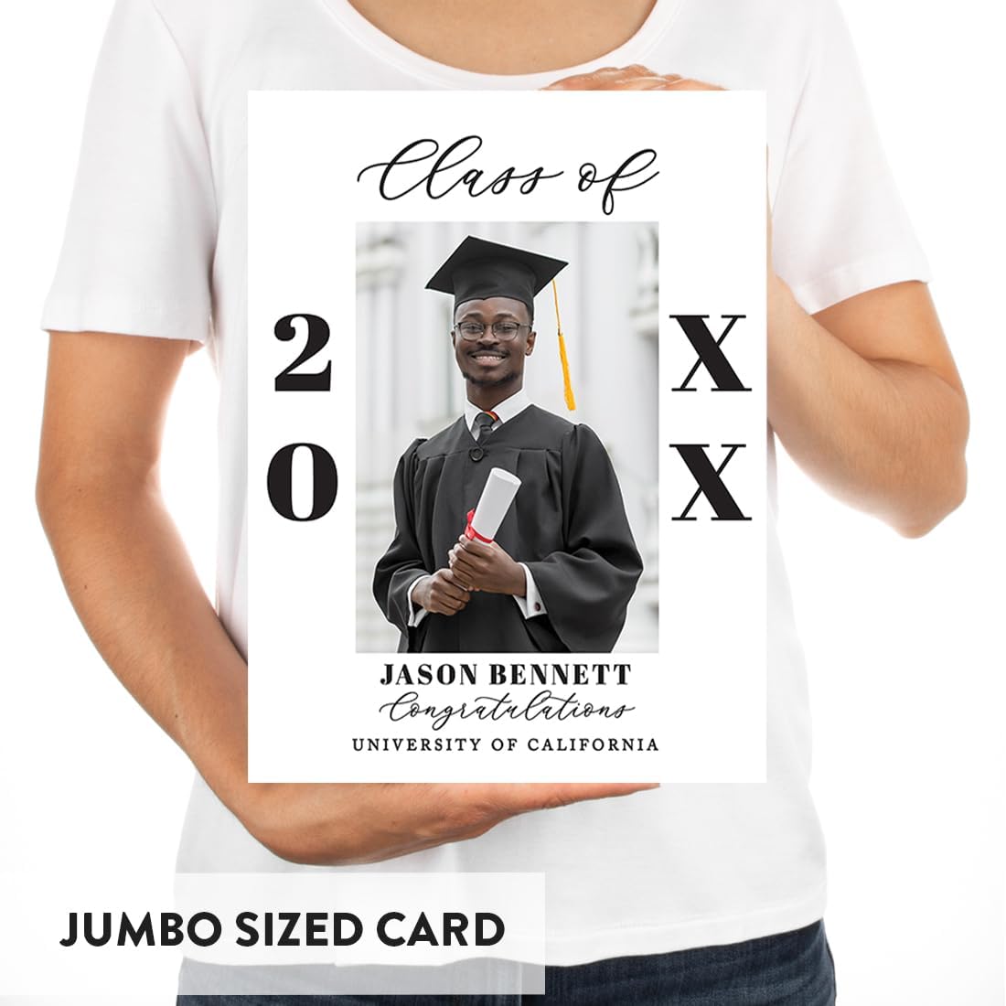 Andaz Press 8.5"x11" Personalized Jumbo Graduation Photo Card with Envelope, Class Of 2026 Custom Congratulations Card for Him Her, High School, College, University, Grad, Classic Greeting Card Gift