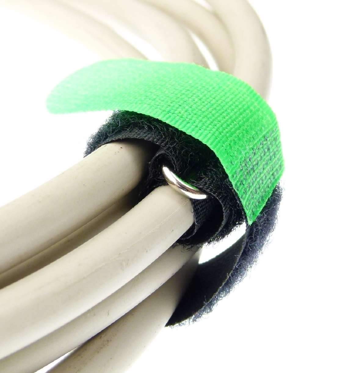 100x Klett-Kabelbinder NEON GRÜN – 20 Cm Lang, 20 Mm Breit, Wiederverschließbar Mit Metall-Öse