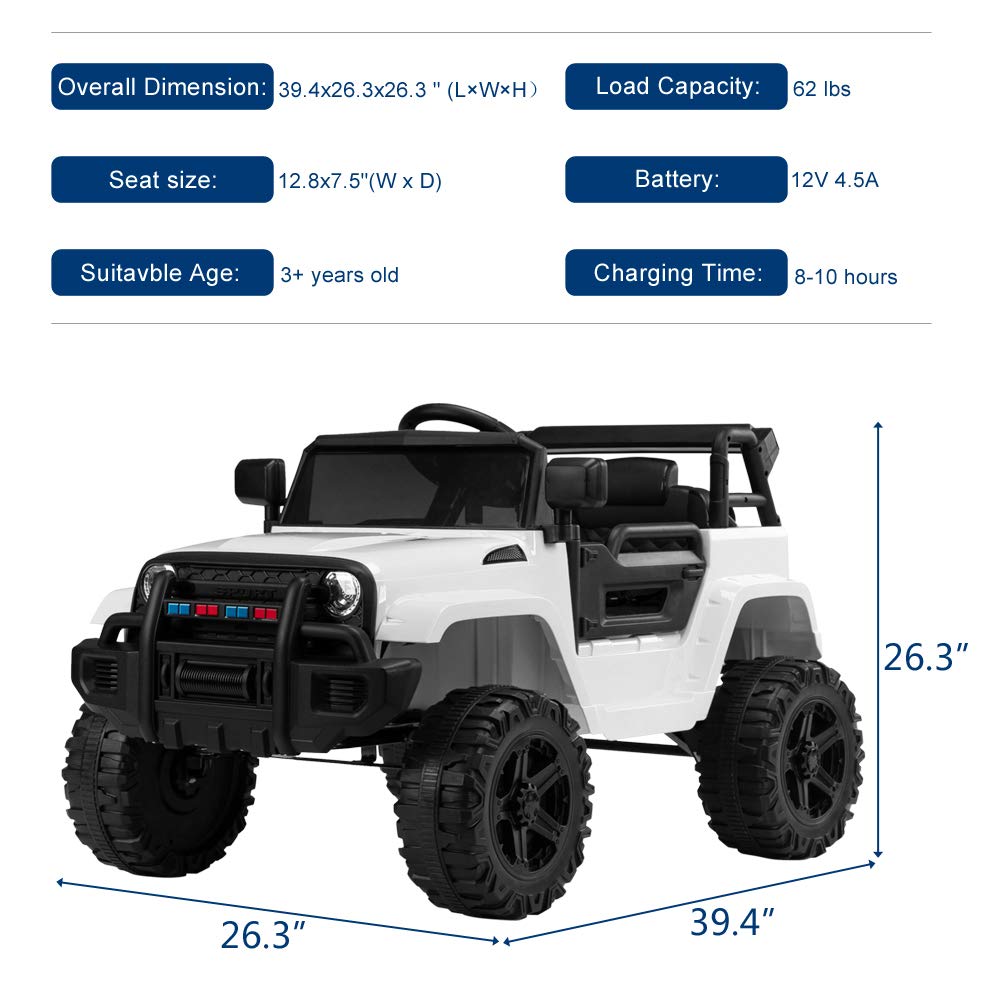 JOYMOR Ride on Truck with Remote Control, 4 Wheels 12V Battery Powered
