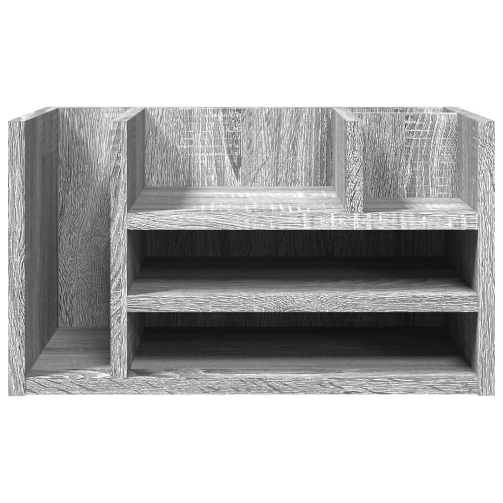 Schreibtisch-Organizer Grau Sonoma 44,5x24x25 cm Holzwerkstoff mit 6 Fächern für Büroorganisation, Dokumentenablage, Platzsparendes Ordnungssystem für Zuhause und Büro
