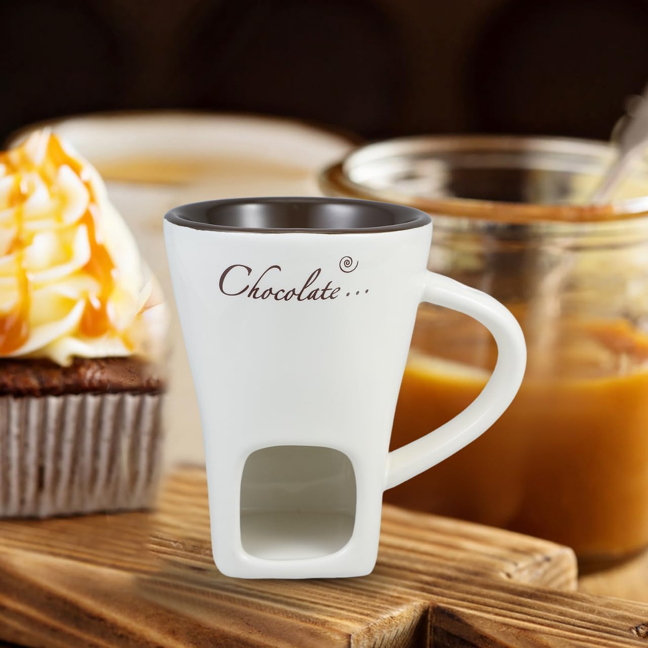 Garneck 2 Juegos Olla multifunción Hot Chocolate Taza Porcelana fundir Chocolate crisol de Fondue de Chocolate Mini Olla de Fondue Maceta Calentador de Queso cerámica