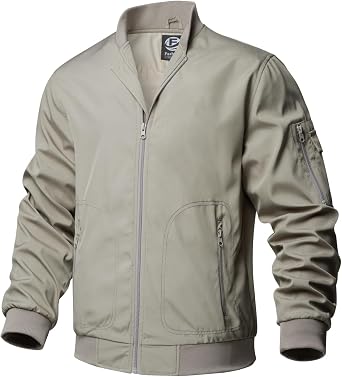 TLZC Mens Fashion Bomber Jacket Lightweight Track Windbreaker Jackets Outdoor Golf Windproof Coat