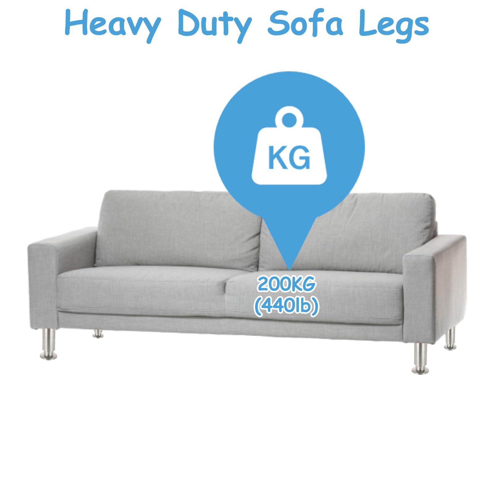 WOPPLXY 8 PCS Furniture Legs 15CM - 6inch Silver Cold Rolled Steel Adjustable Sofa Leg Height 15cm - Furniture Feet Accessories - Image 3
