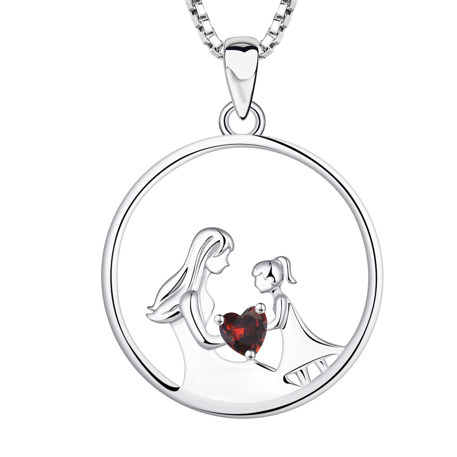 YL Collar Madre e Hija Plata de Ley 925 Collar con Colgante de Circonita Regalos para Mujeres Mamás, 45-48 CM