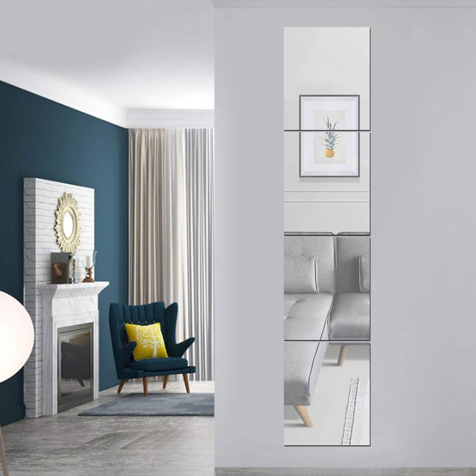 Specchio di vetro autoadesivo,specchio adesivo HD HD,film a specchio flessibile,piastrelle dello specchio autoadesivo,specchio da parete,per il bagno del bagno mobile la camera da letto(35,5*30 cm)