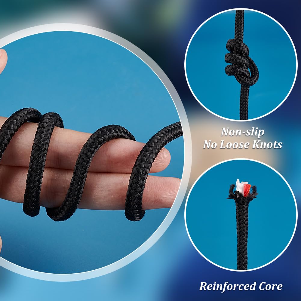 PH PandaHall 6mm Fallschirmschnur 50m Nylonseil Schwarze para Schnur Jalousienschnur Geflochtene Hebe Schattenschnur Für Camping Tuchleine Gartenarbeit Wandern Outdoor Aktivitäten