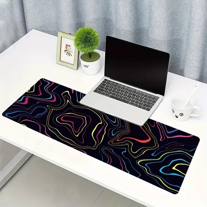 Image of Saco XXL Gaming Mouse Pad for PC - Large Desk Mat 900x400x3mm, Extended Non-Slip Rubber Base, Waterproof Surface, Topographics Design, Big Keyboard Mouse Pad for Office & Home Setup