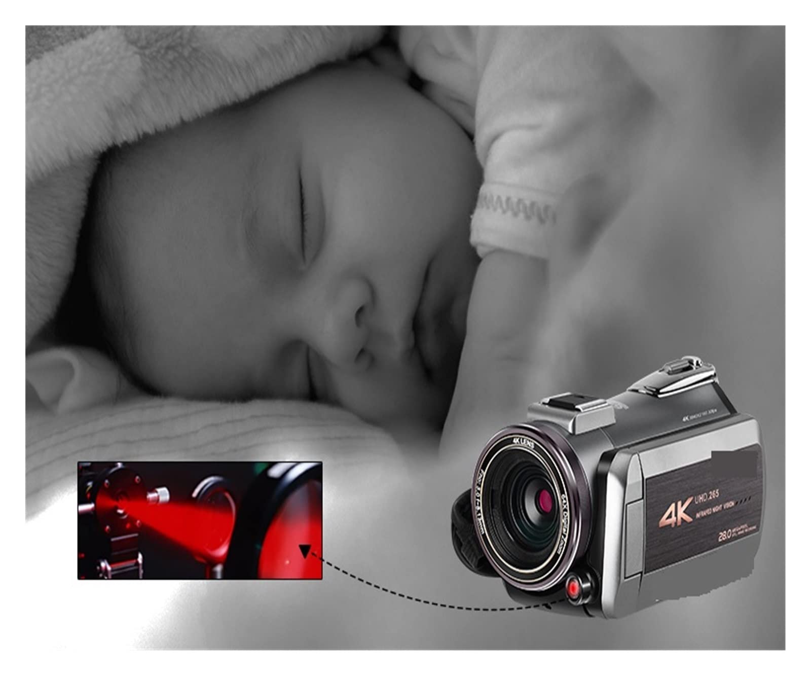 Caméra vidéo Caméscope Vlog caméra caméscope 4K Professionnel 64X Zoom numérique IR Vision Nocturne for Le Tournage vidéo de Blogueur(Standard)