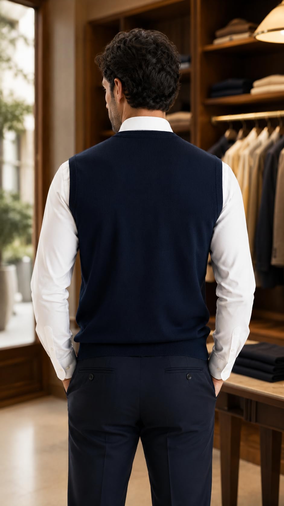 Maglione Uomo Pullover Gilet Misto Lana Merinos Extrafine Made in Italy