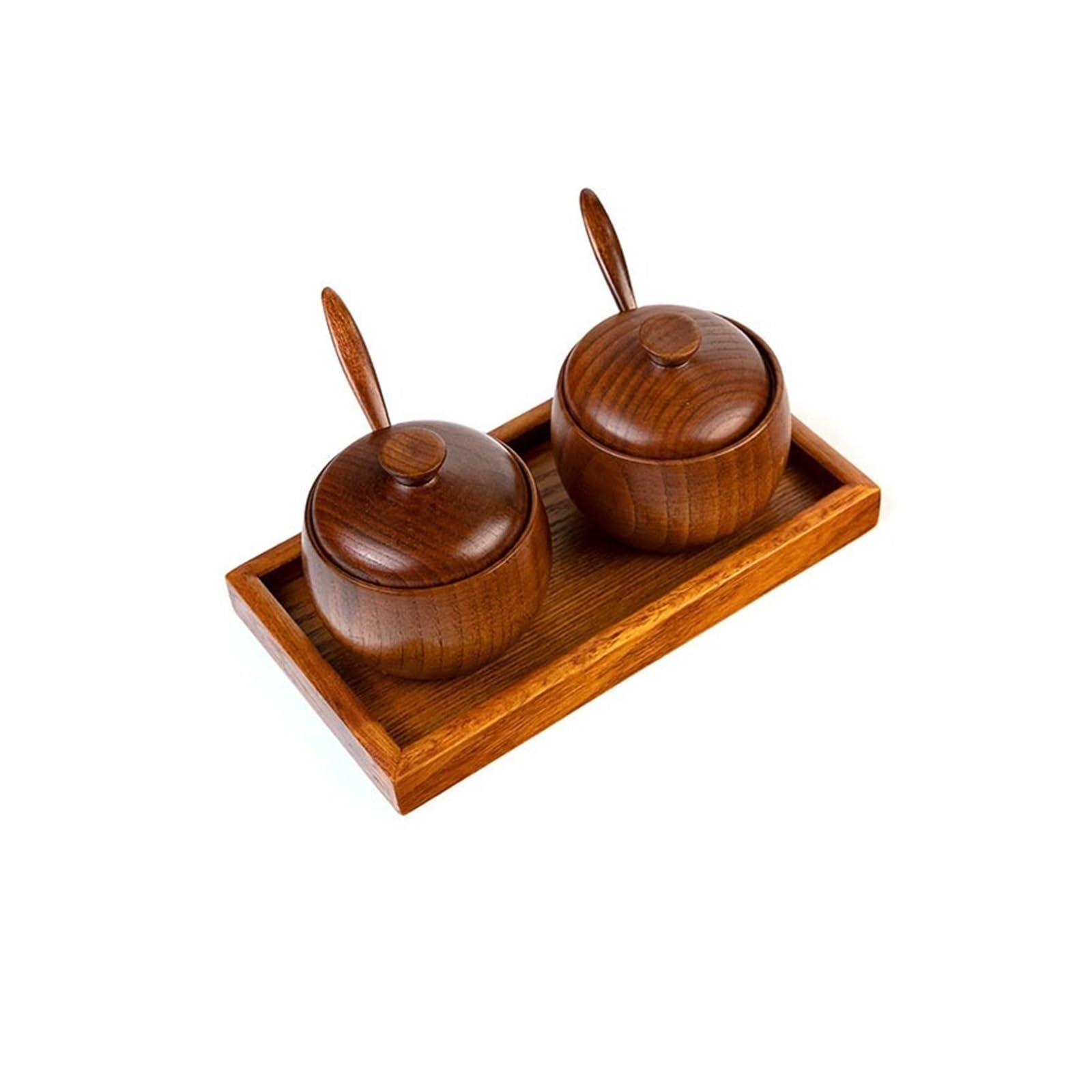 Salero de madera y tarro de condimentos retro para almacenamiento