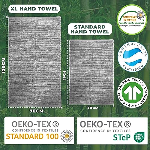 Towelogy Bamboo Hand Towels 2-Pack 50x80 cm Premium Quality Soft and Absorbent Towels for Hotel Spa Bathroom - Image 4
