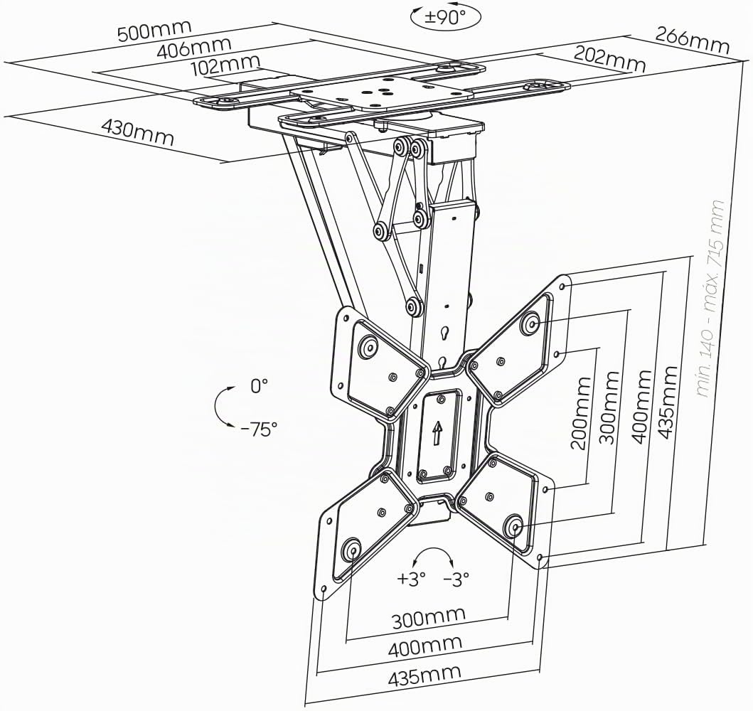 Mywall HL46ML - Soporte de Techo para televisores motorizados y Plegables (23-65 Pulgadas, Carga de hasta 30 kg, con función giratoria de 180°)
