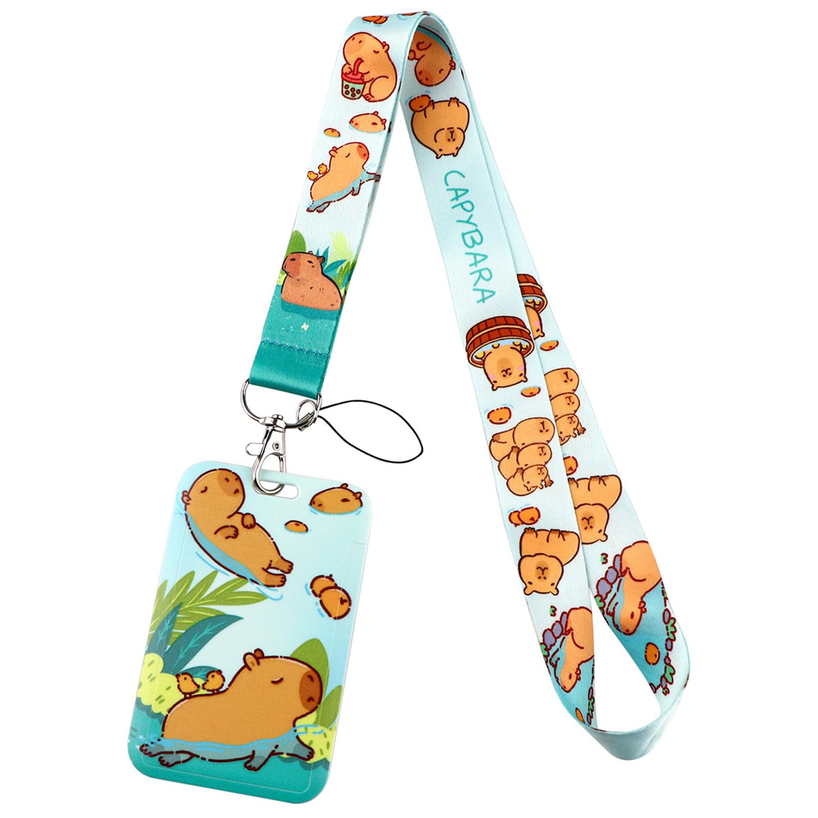 MARSTARKAVYCapybara Lanyards Capybara Lanyards with Keyring Cartoon Animal Card Holder Beautiful Neck Strap Badge Card Holder for Students Girls