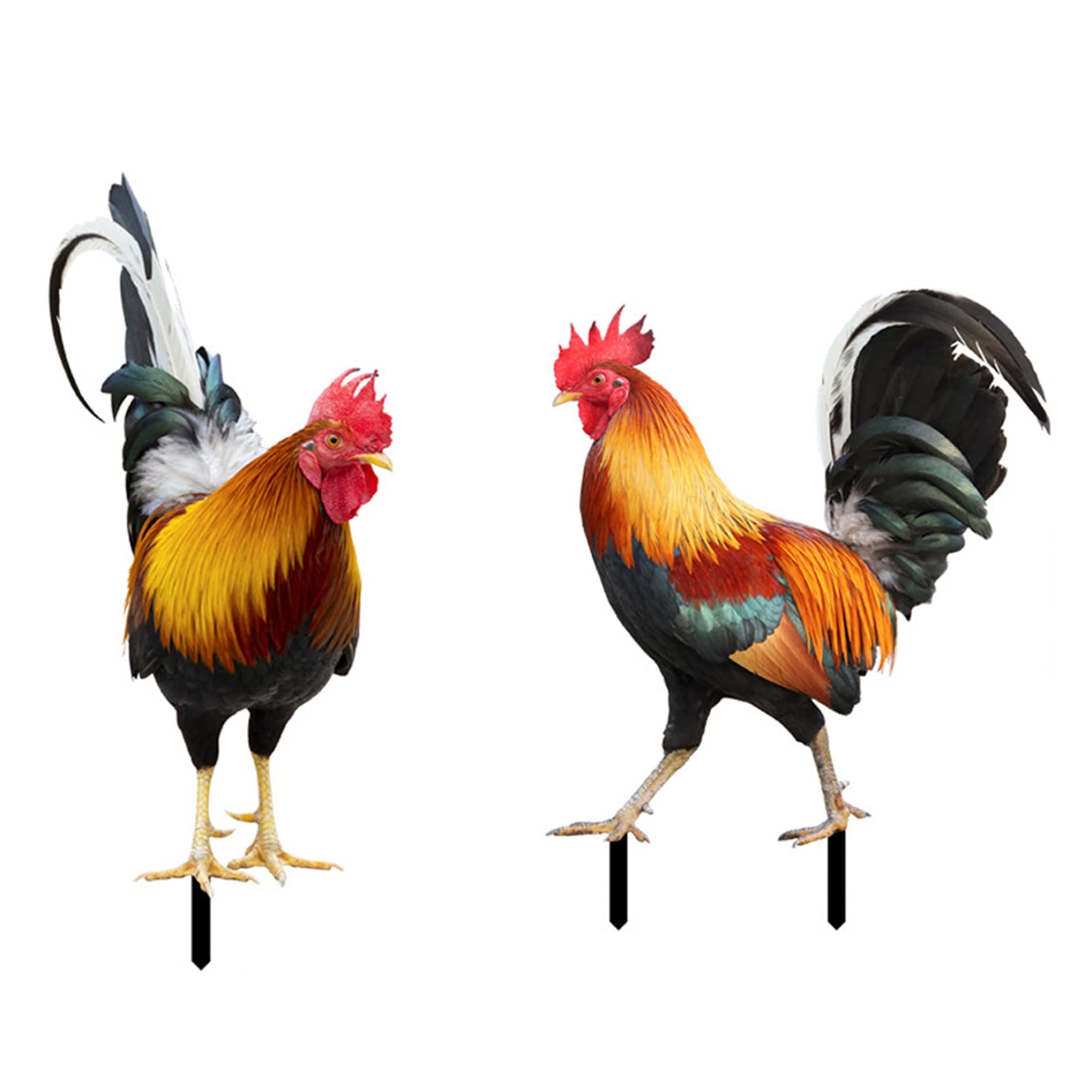 Uanqfegy Rooster Garden Statue - 2PCS Lifelike Chicken Art Decoration