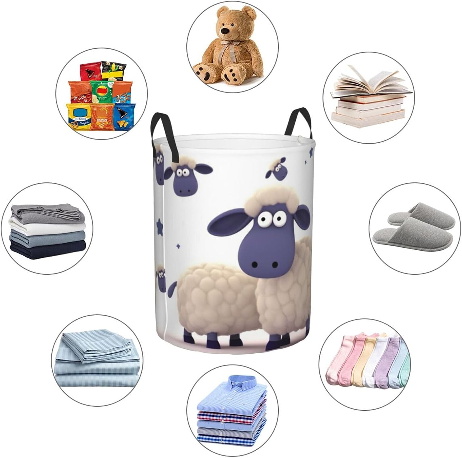 Large Laundry Hamper Sheep Laundry Basket With Handles Freestanding Waterproof Clothes Hamper For Laundry Room Bedroom Bathroom College Dorm Medium