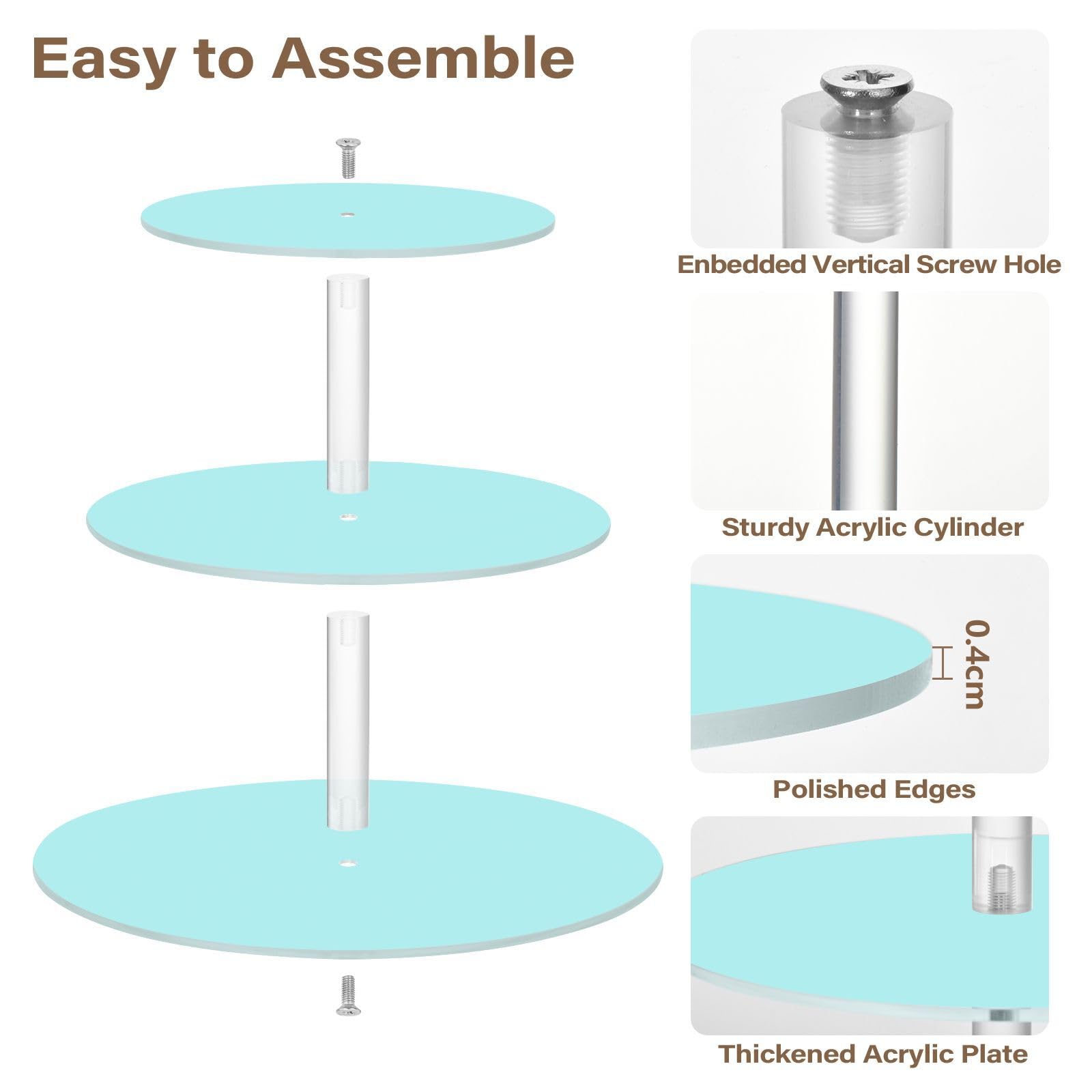 Zathe Pale Turquoise Blue Acrylic Circular Tray Spill-Proof Three-Layer Display Trays Store Sundries In The Entrance Hall