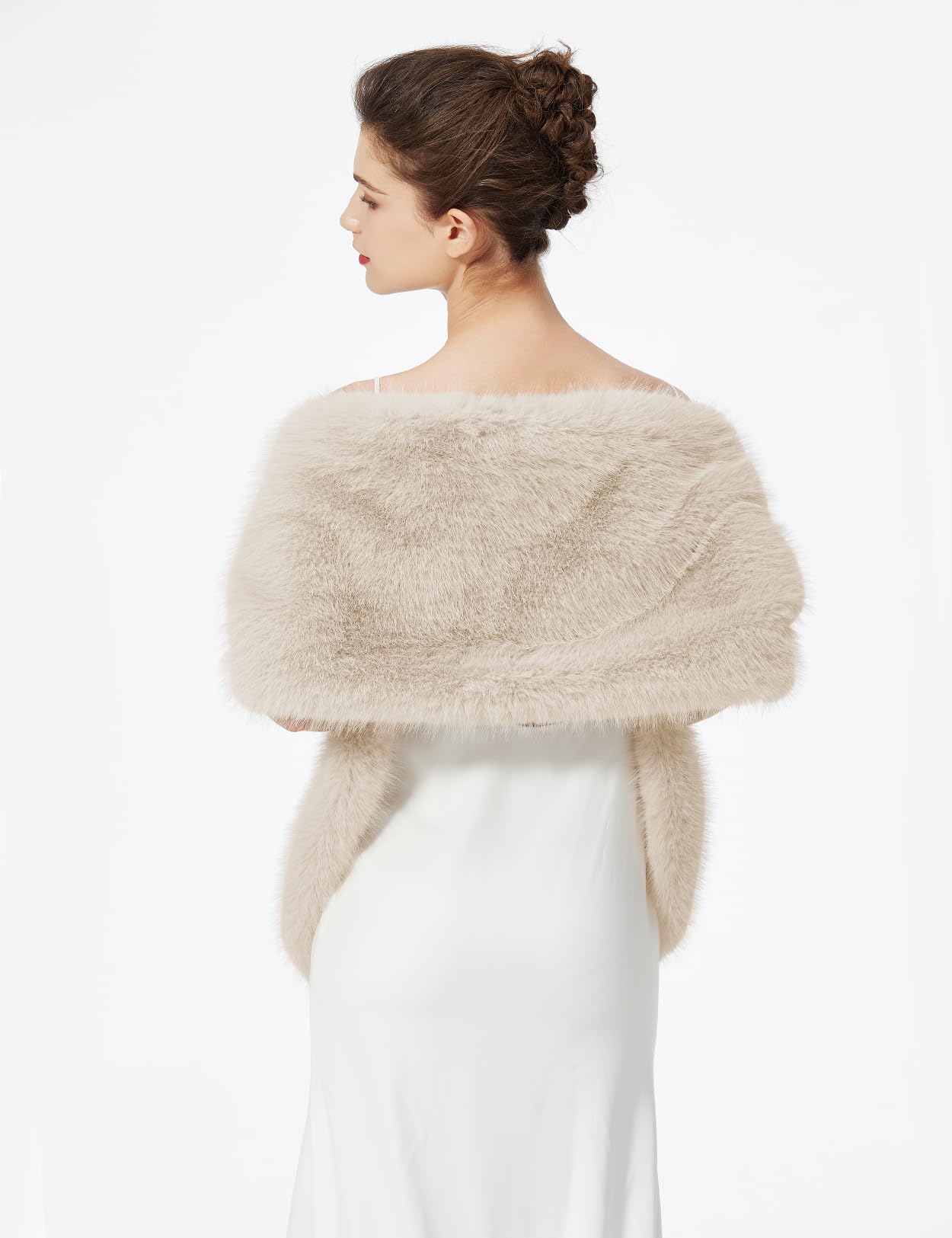 BEAUTELICATE Châle Étole En Fausse Fourrure Cape De Femme Mariage Hiver Boléro Fourrure Sur Robe de Soirée Mariée Demoiselle d'honneur Cérémonie Fête