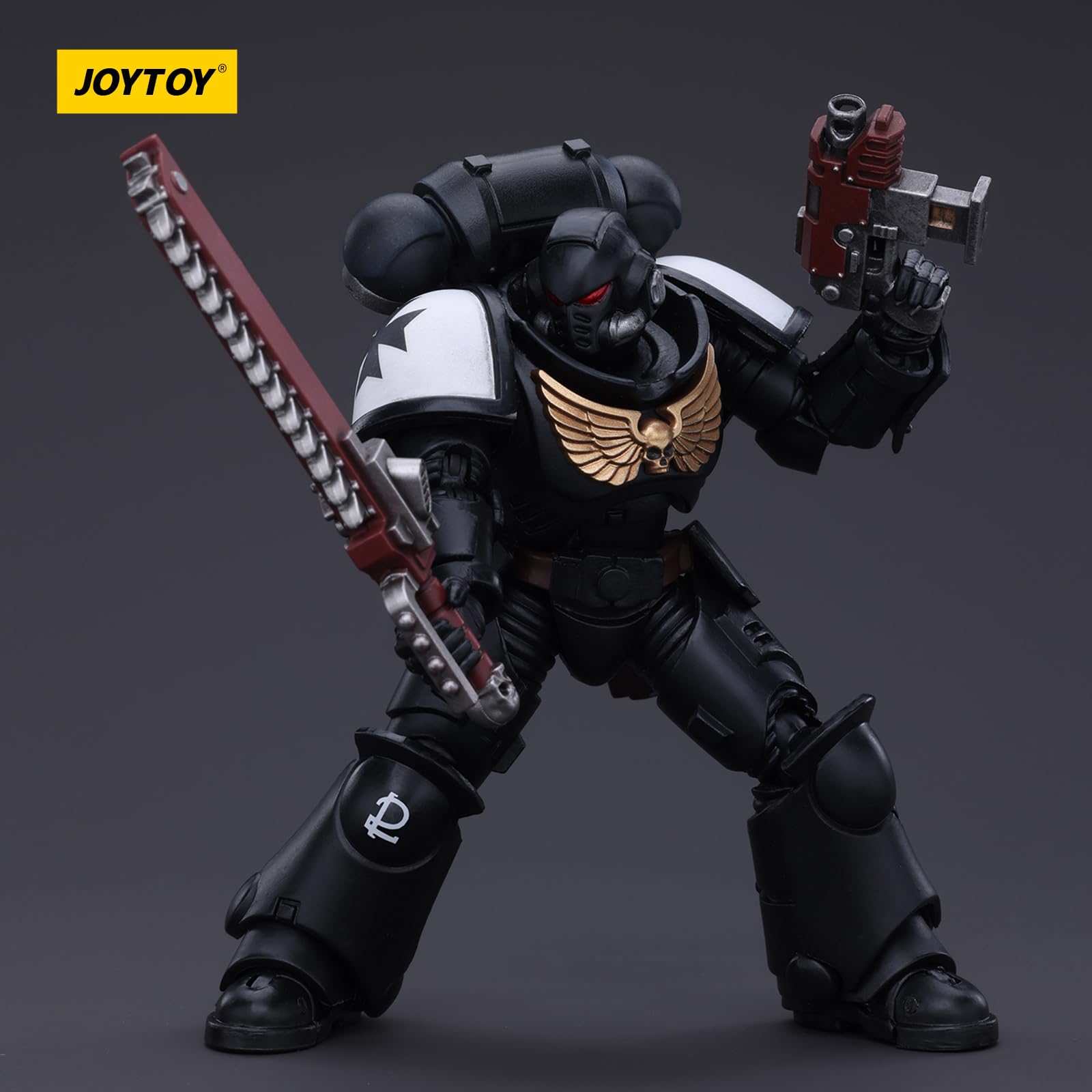 JOYTOY Warhammer 40k Space Marines, Space Marines Black Templars Outriders Brother Valtus 1/18 Action Figure