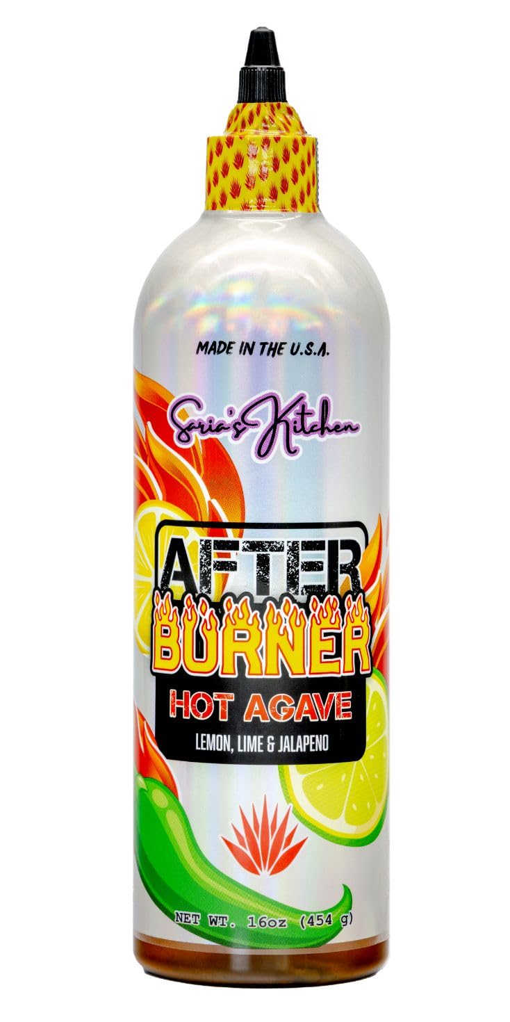 Amazon.com: Saria's Kitchen After Burner Organic Hot Agave, Spicy Jalapeno,  Lemon, Lime, Sweet Heat, Sauce, Wings, Pizza, Chicken, Cocktails, jalapeno  agave syrup, sweet heat syrup, spicy simple syrup : Grocery & Gourmet