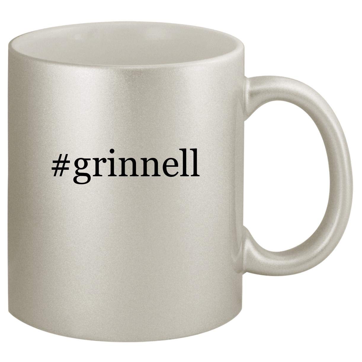 #grinnell - Ceramic Hashtag 11oz Silver Coffee Mug, Silver