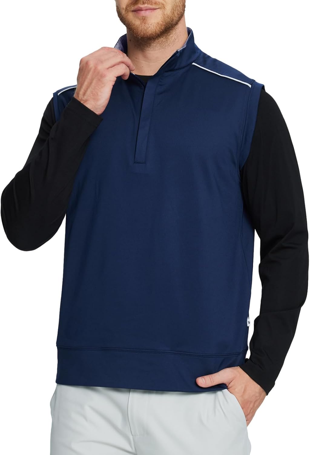 Rouen Mens Vests Outerwear Lightweight Moisture Wicking Midlayer Sleeveless Sports Golf Quarter Zip Pullover Mens Vest - Image 3