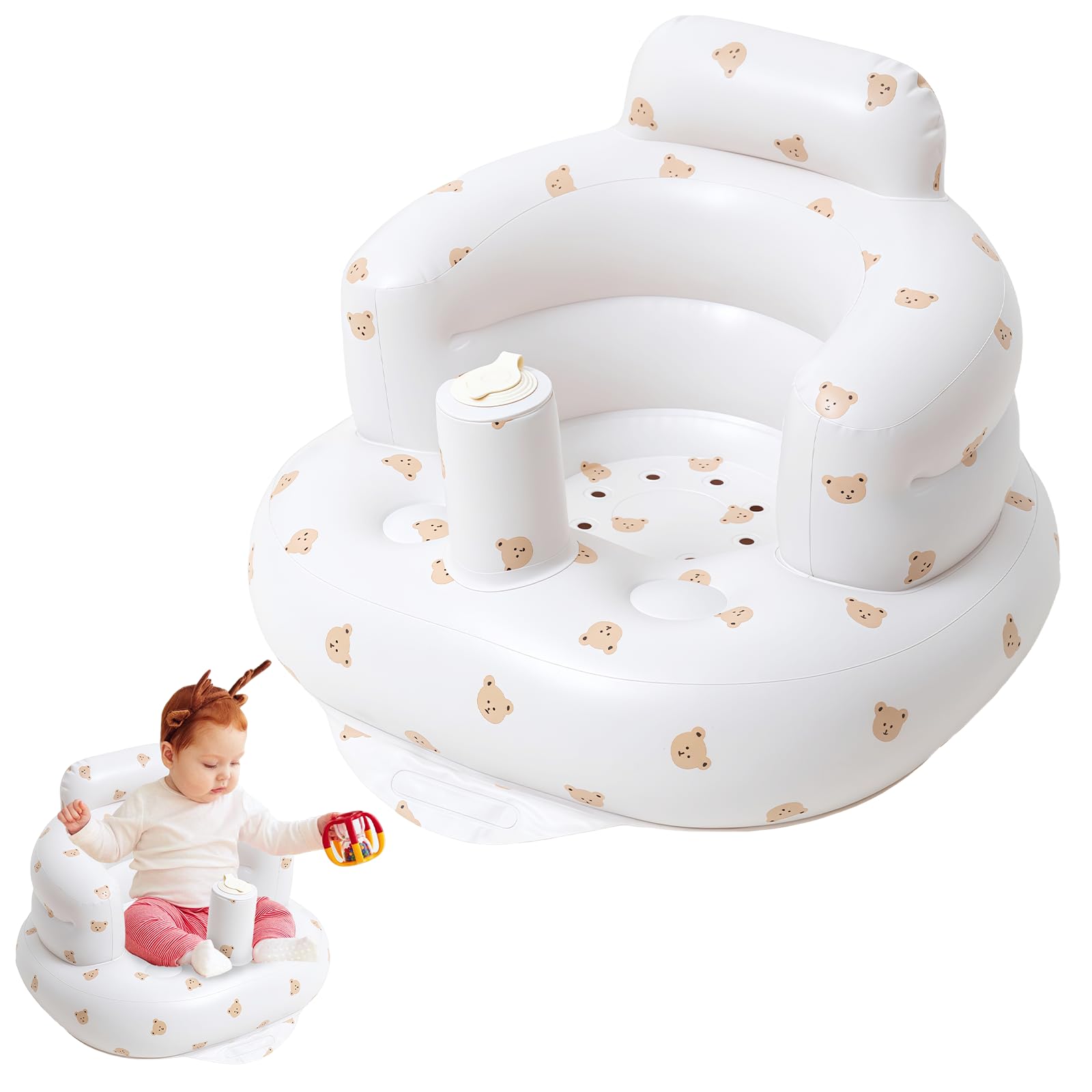 Seggiolino gonfiabile per bambini dai 3 mesi in su, con pompa ad aria incorporata, sedia gonfiabile portatile, sedile da pavimento per bambini, per imparare a sedersi