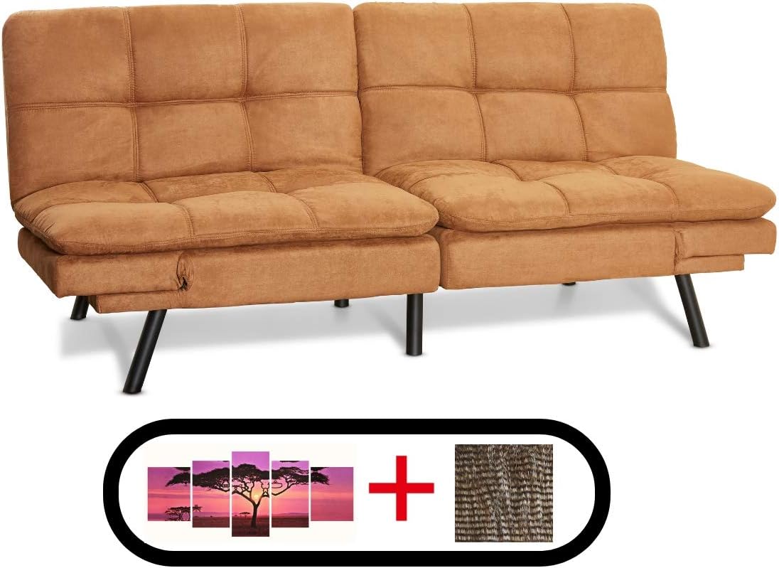 Mainstay Memory Foam Futon (Camel Suede, Fabric