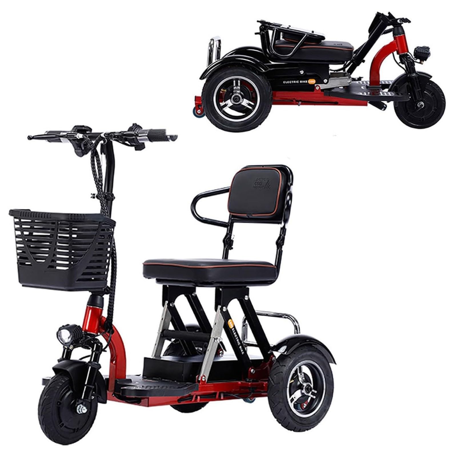 Scooter De Movilidad Eléctrico para Personas Mayores,Scooters De Movilidad Plegables,Triciclo Eléctrico,Scooter De 3 Ruedas,Viene con Batería,Cargador Y Cesta De Almacenami Red