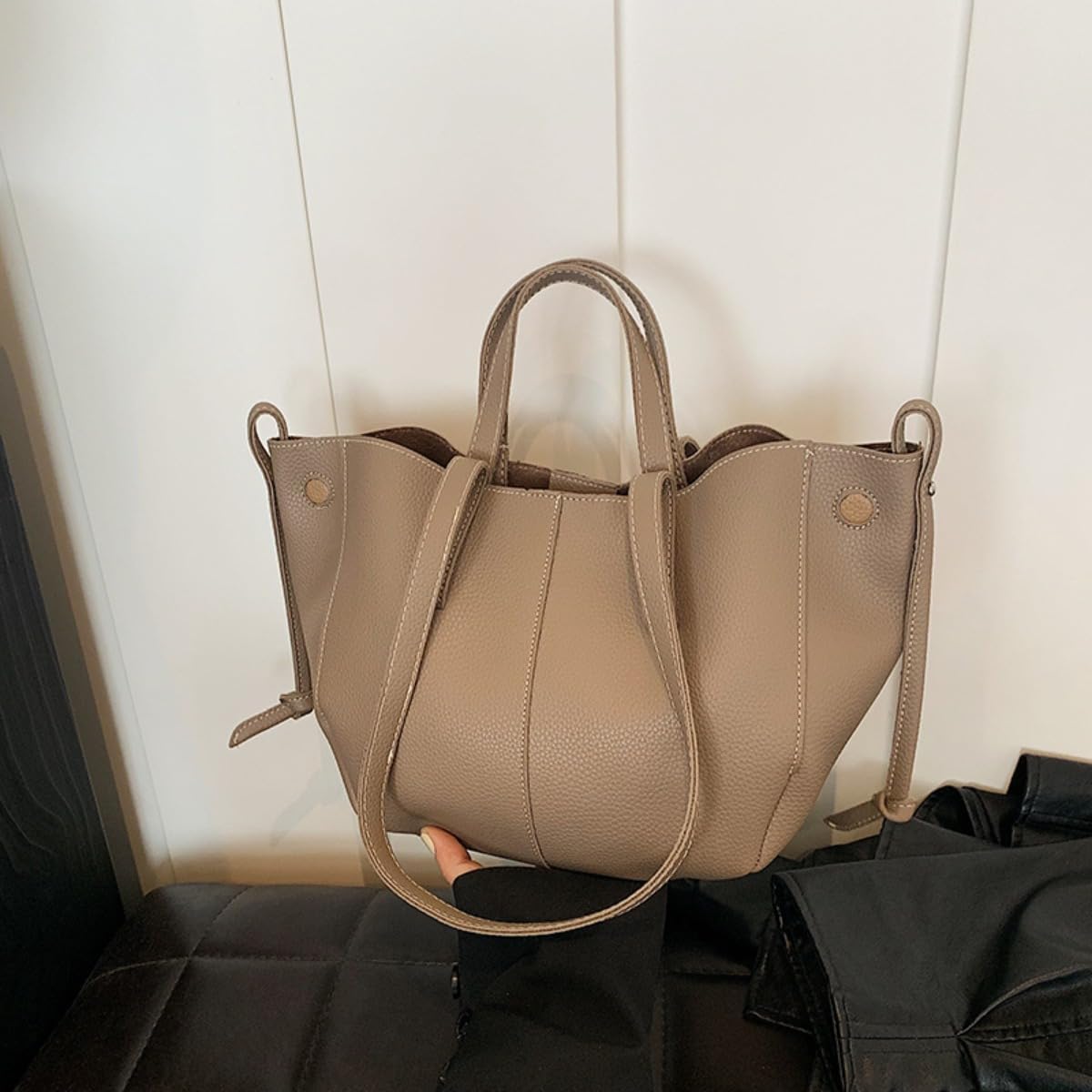 Trendy Satchel Bags for Women Luxury PU Leather Purses Work Tote Large Capacity Shoulderbag with Mini Bag - Image 3