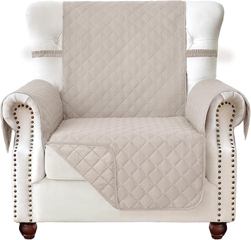 Fundas para sillas reclinables, fundas de sofá, protector de muebles para perros (reclinable grande, gris oscurobeige)